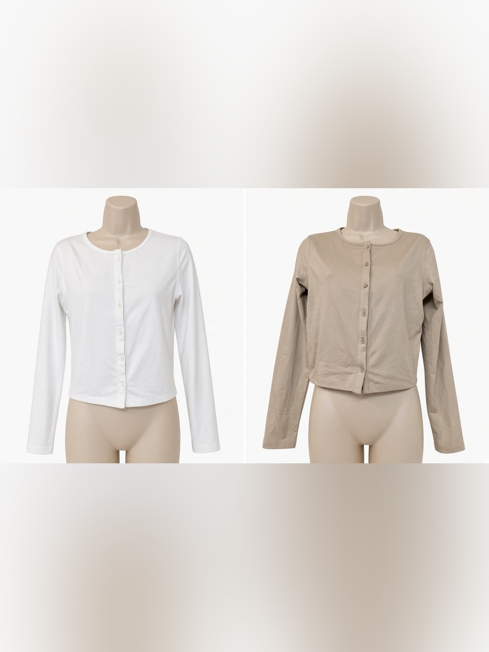 Lot of 2 CRZ YOGA Cloud Jersey Button Cardigans Size S White & Mojave Tan
